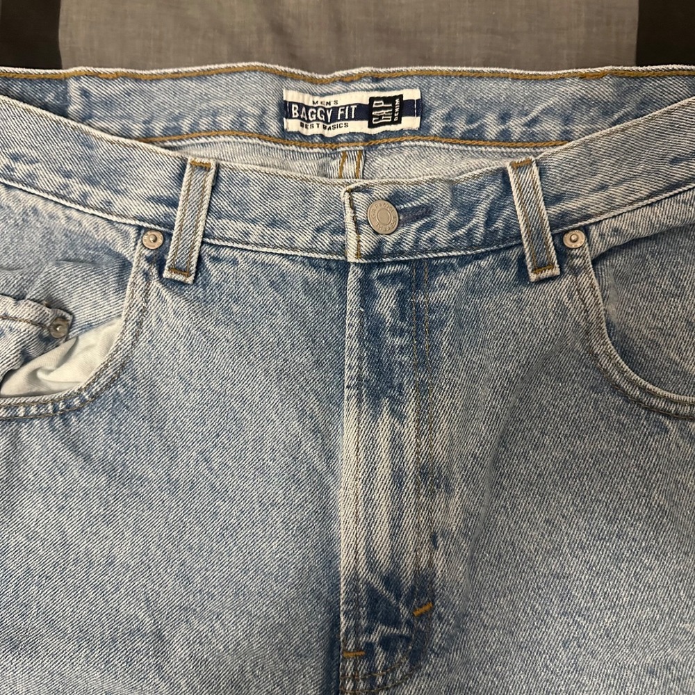 Vintage Gap Jean Shorts Men's 36 Blue Baggy Fit Denim Shorts USA Made - Picture 2 of 5